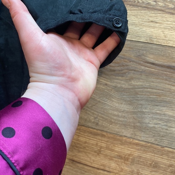 black 3/4 sleeve linen tunic dress Michael Kors beaded embellishments - Picture 7 of 7